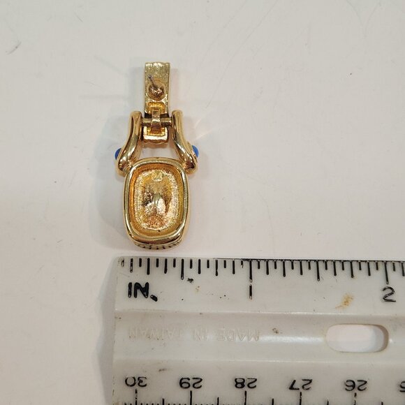 Gorgeous Vintage 90s Swarovski Goldtone Fuchsia  & Blue Crystal Drop Earrings - Picture 8 of 8